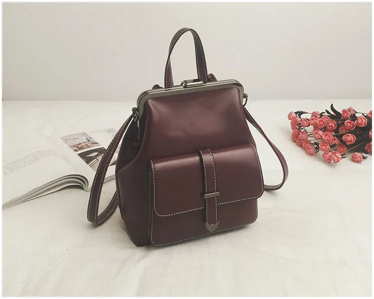 LEFTSIDE Brand 2018 Retro Hasp Back Pack Bags PU Leather Backpack Women School Bags For Teenagers Girls Luxury Small Backpacks