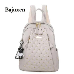 Luxury women backpack high quality leather Lozenge backpacks designer lady  Rivets travel backpack shoulder bags school bags