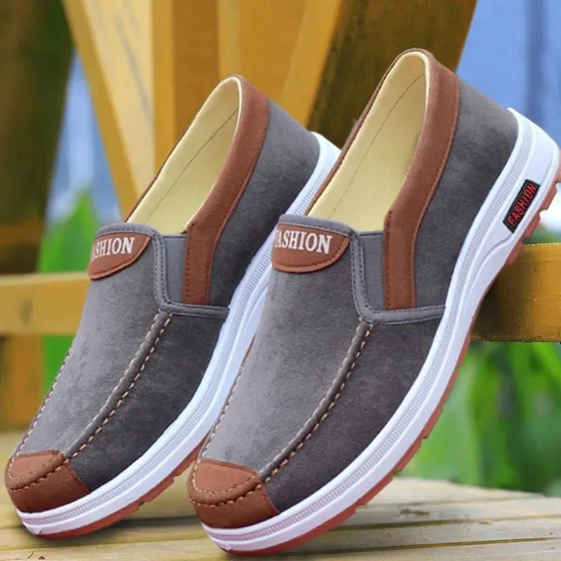 Men Casual Canvas Shoes Soft Slip on Loafers Old Beijing Breathable Flats Moccasin Lightweight Cloth Shoes New Men Sneakers