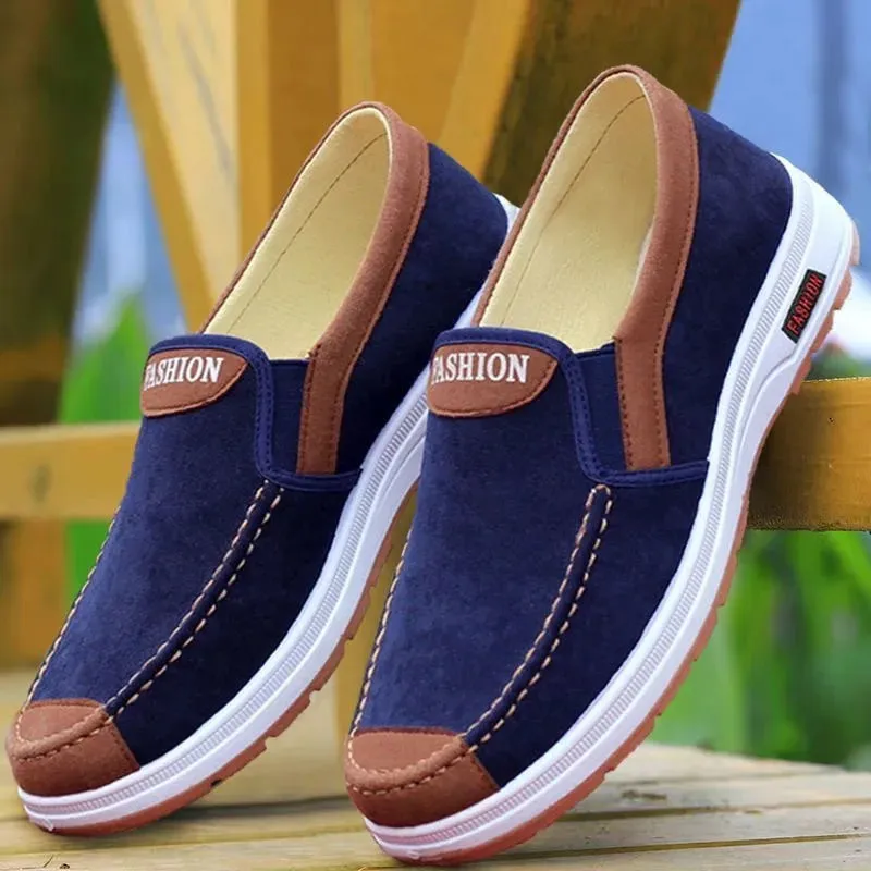 Men Casual Canvas Shoes Soft Slip on Loafers Old Beijing Breathable Flats Moccasin Lightweight Cloth Shoes New Men Sneakers