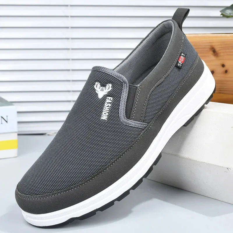 Men Casual Canvas Shoes Soft Slip on Loafers Old Beijing Breathable Flats Moccasin Lightweight Cloth Shoes New Men Sneakers