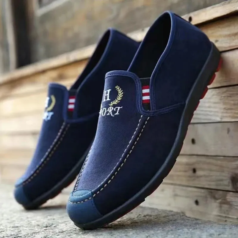 Men Casual Canvas Shoes Soft Slip on Loafers Old Beijing Breathable Flats Moccasin Lightweight Cloth Shoes New Men Sneakers