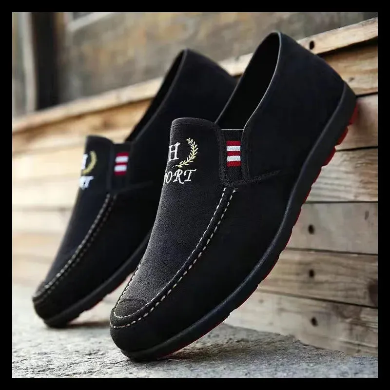 Men Casual Canvas Shoes Soft Slip on Loafers Old Beijing Breathable Flats Moccasin Lightweight Cloth Shoes New Men Sneakers