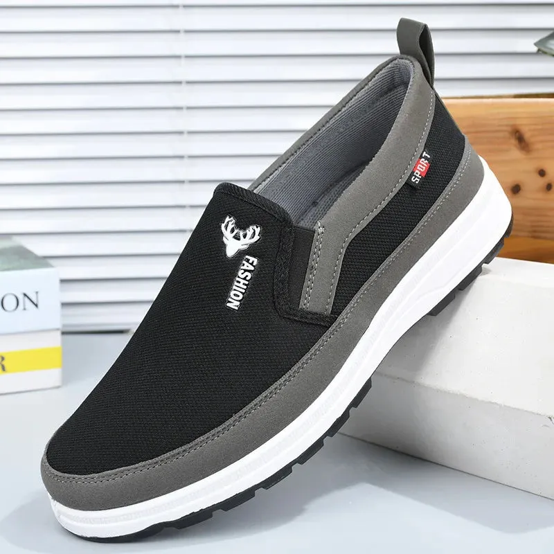 Men Casual Canvas Shoes Soft Slip on Loafers Old Beijing Breathable Flats Moccasin Lightweight Cloth Shoes New Men Sneakers