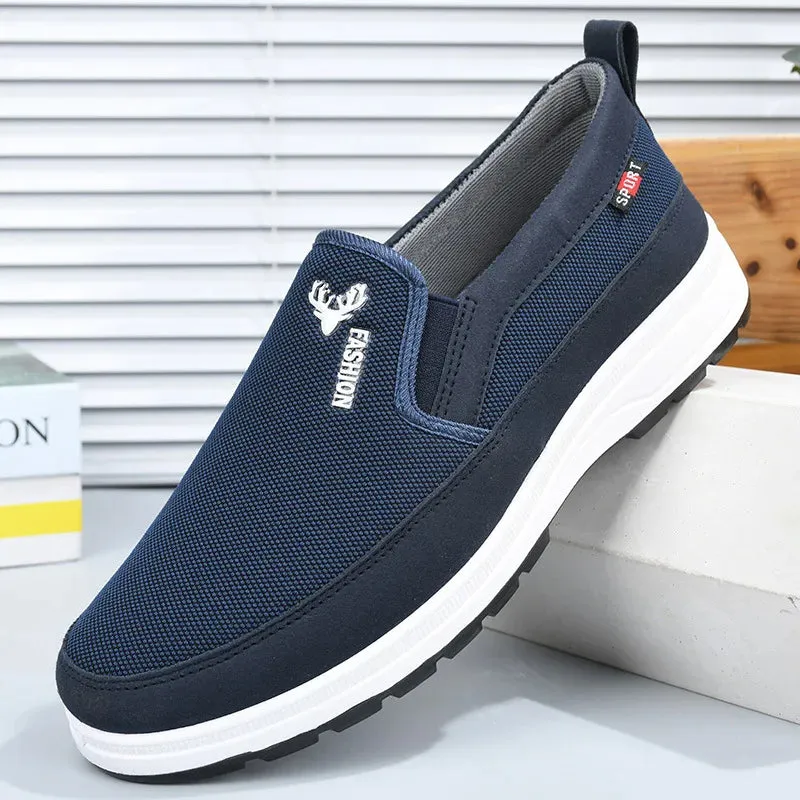 Men Casual Canvas Shoes Soft Slip on Loafers Old Beijing Breathable Flats Moccasin Lightweight Cloth Shoes New Men Sneakers