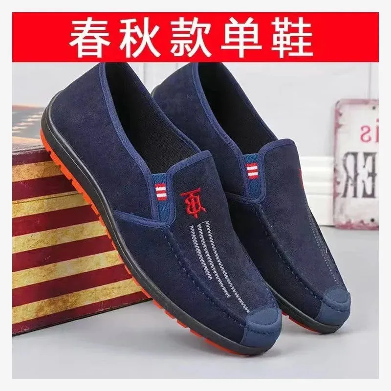 Men Casual Canvas Shoes Soft Slip on Loafers Old Beijing Breathable Flats Moccasin Lightweight Cloth Shoes New Men Sneakers
