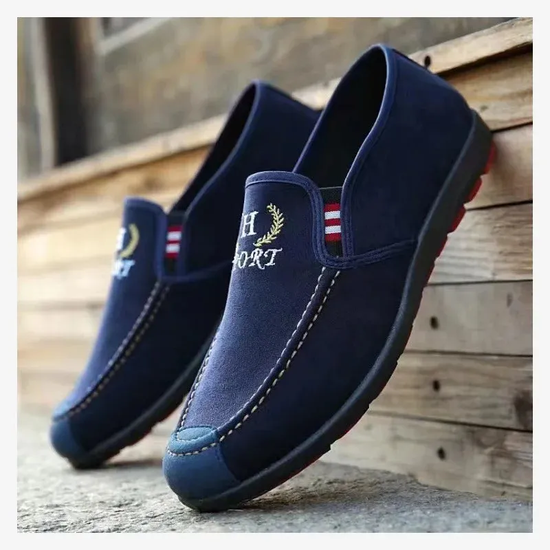 Men Casual Canvas Shoes Soft Slip on Loafers Old Beijing Breathable Flats Moccasin Lightweight Cloth Shoes New Men Sneakers