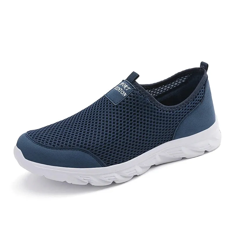 Men Shoes Summer Breathable Mesh Soft Lightweight Walking Casual Travel Shoes Male Loafers Slip-On Sneakers Big Size 39-46