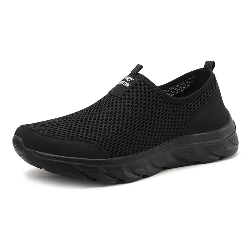 Men Shoes Summer Breathable Mesh Soft Lightweight Walking Casual Travel Shoes Male Loafers Slip-On Sneakers Big Size 39-46
