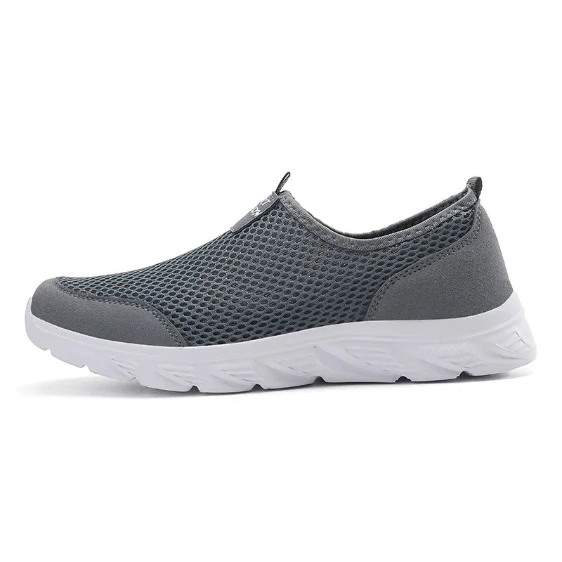 Men Shoes Summer Breathable Mesh Soft Lightweight Walking Casual Travel Shoes Male Loafers Slip-On Sneakers Big Size 39-46