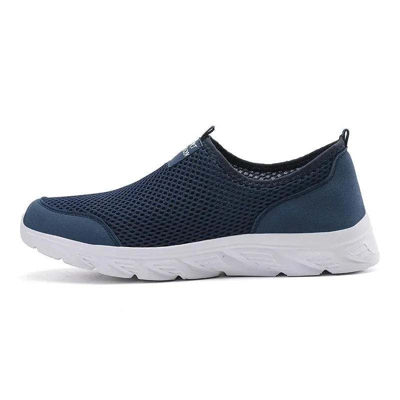 Men Shoes Summer Breathable Mesh Soft Lightweight Walking Casual Travel Shoes Male Loafers Slip-On Sneakers Big Size 39-46