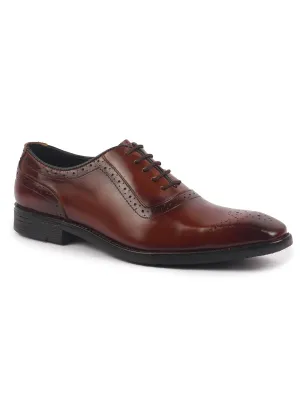 Men Tan Genuine Leather Formal Classic Lace Up Brogue Shoes for Work|Tuxedo Lace Up Shoes
