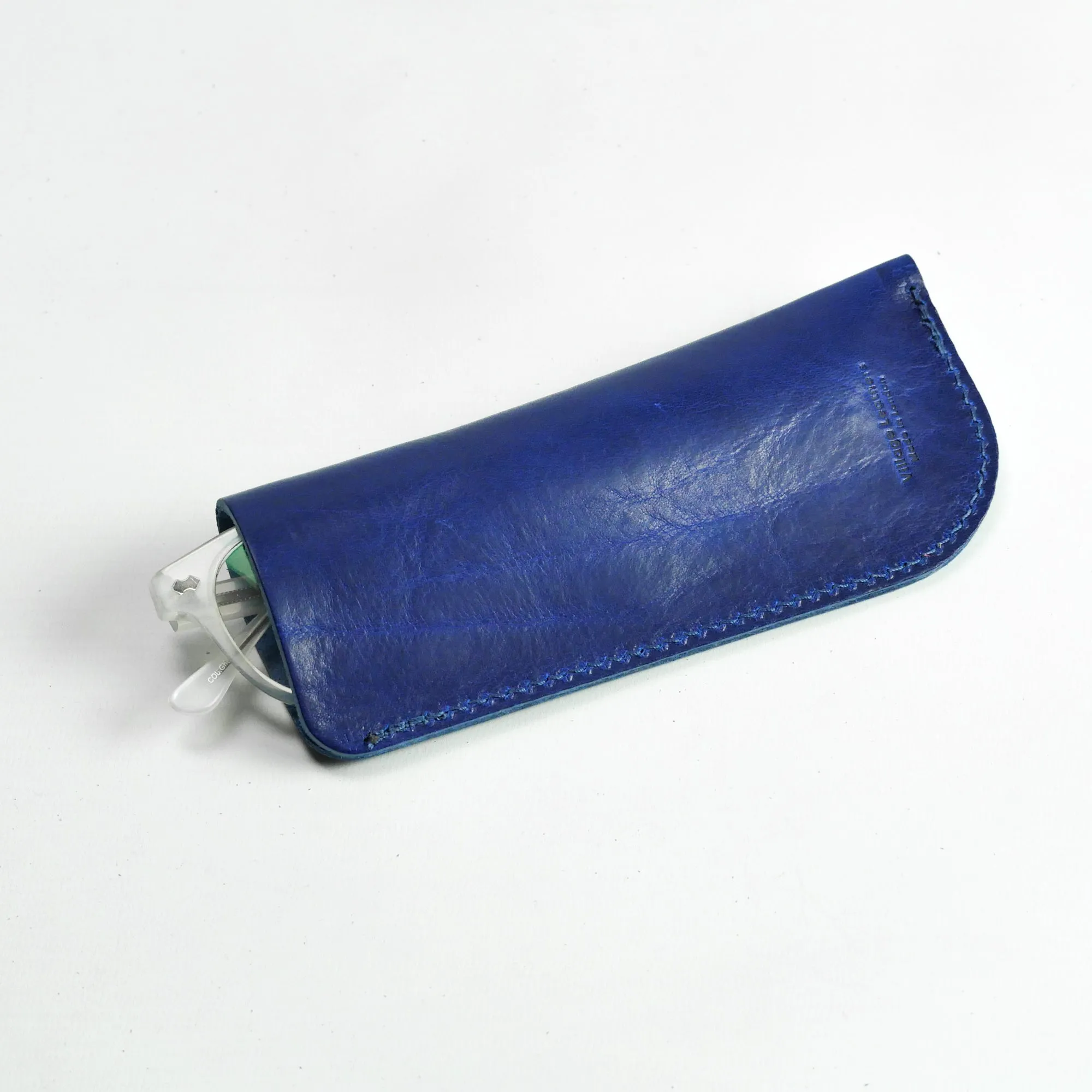 Missouri Cobalt Blue Leather Glasses Case
