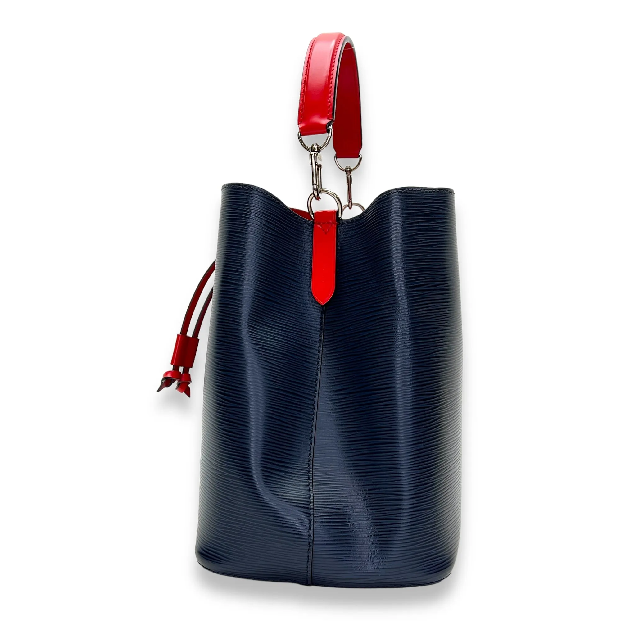 NeoNoe MM Navy Bucket Bag in Epi Leather, Silver hardware