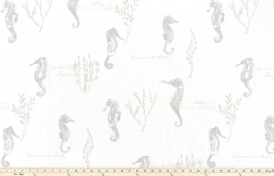 Ocean Love French Grey Slub Canvas Fabric By Premier Prints