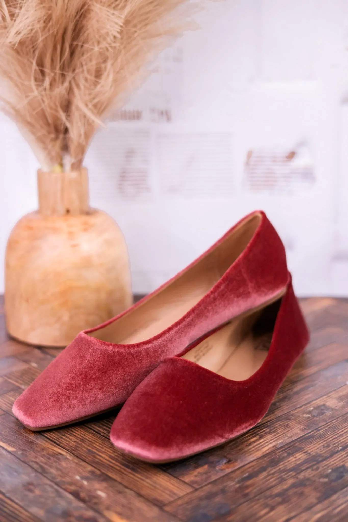 Over It Blush Pink Velvet Flats