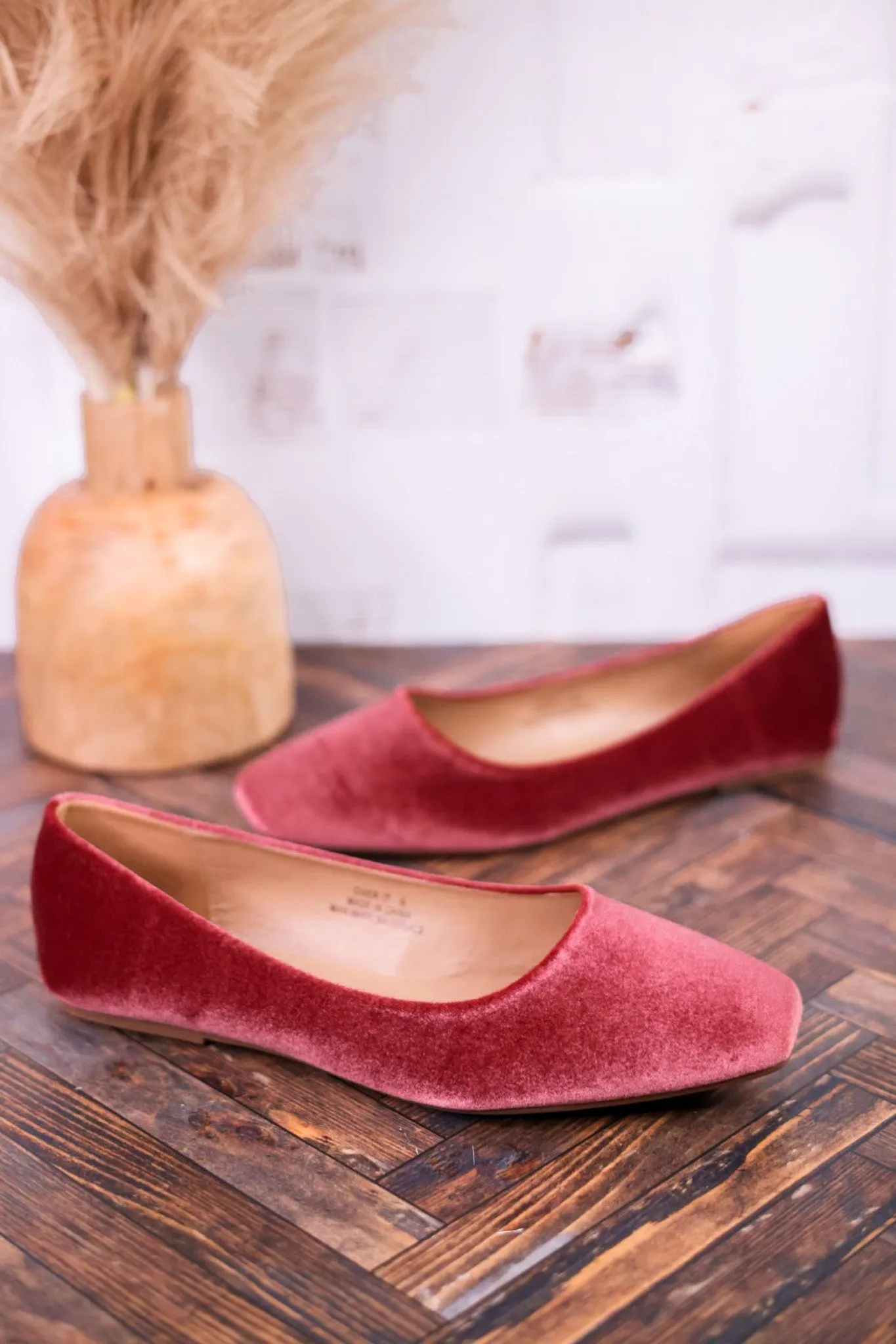 Over It Blush Pink Velvet Flats