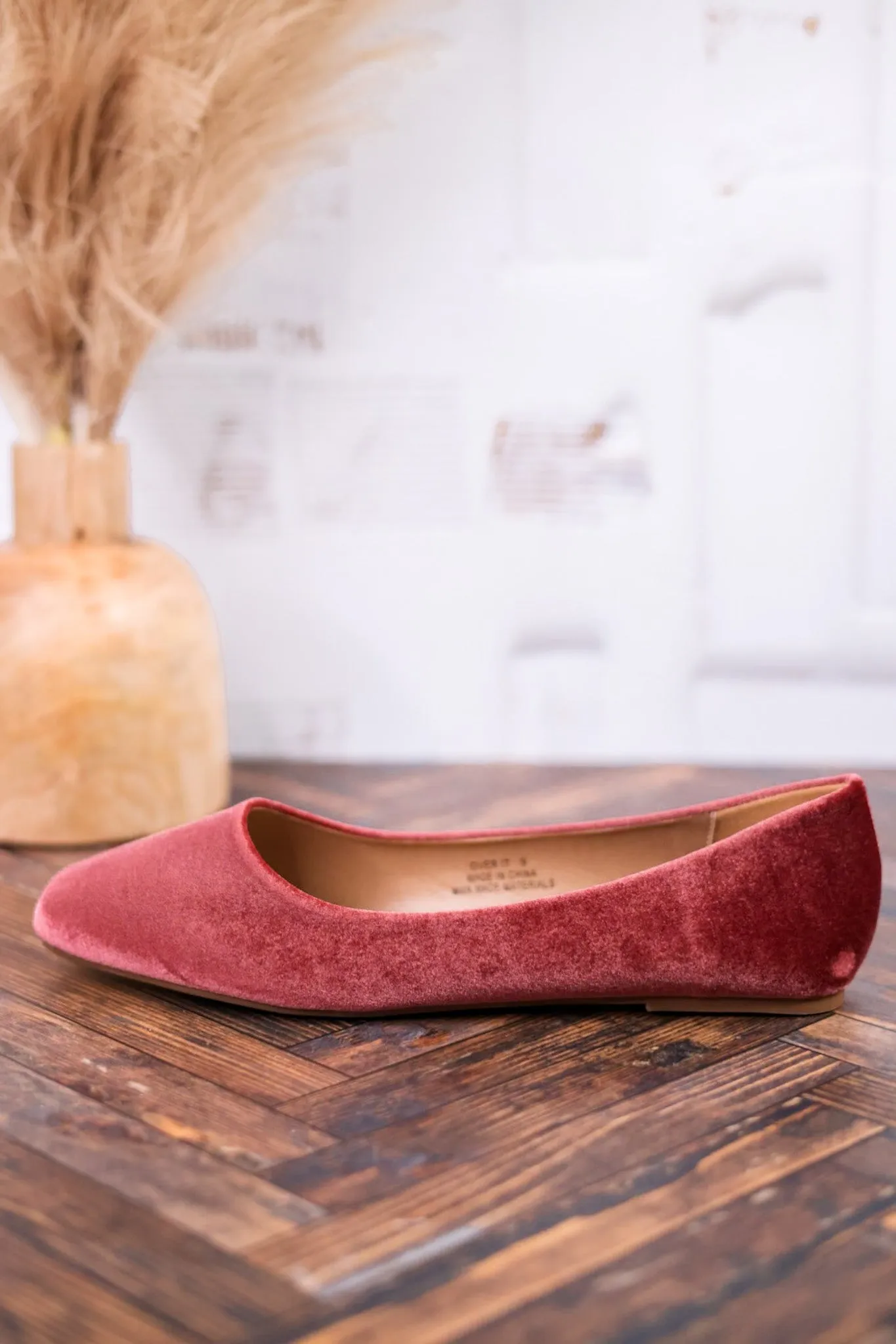 Over It Blush Pink Velvet Flats