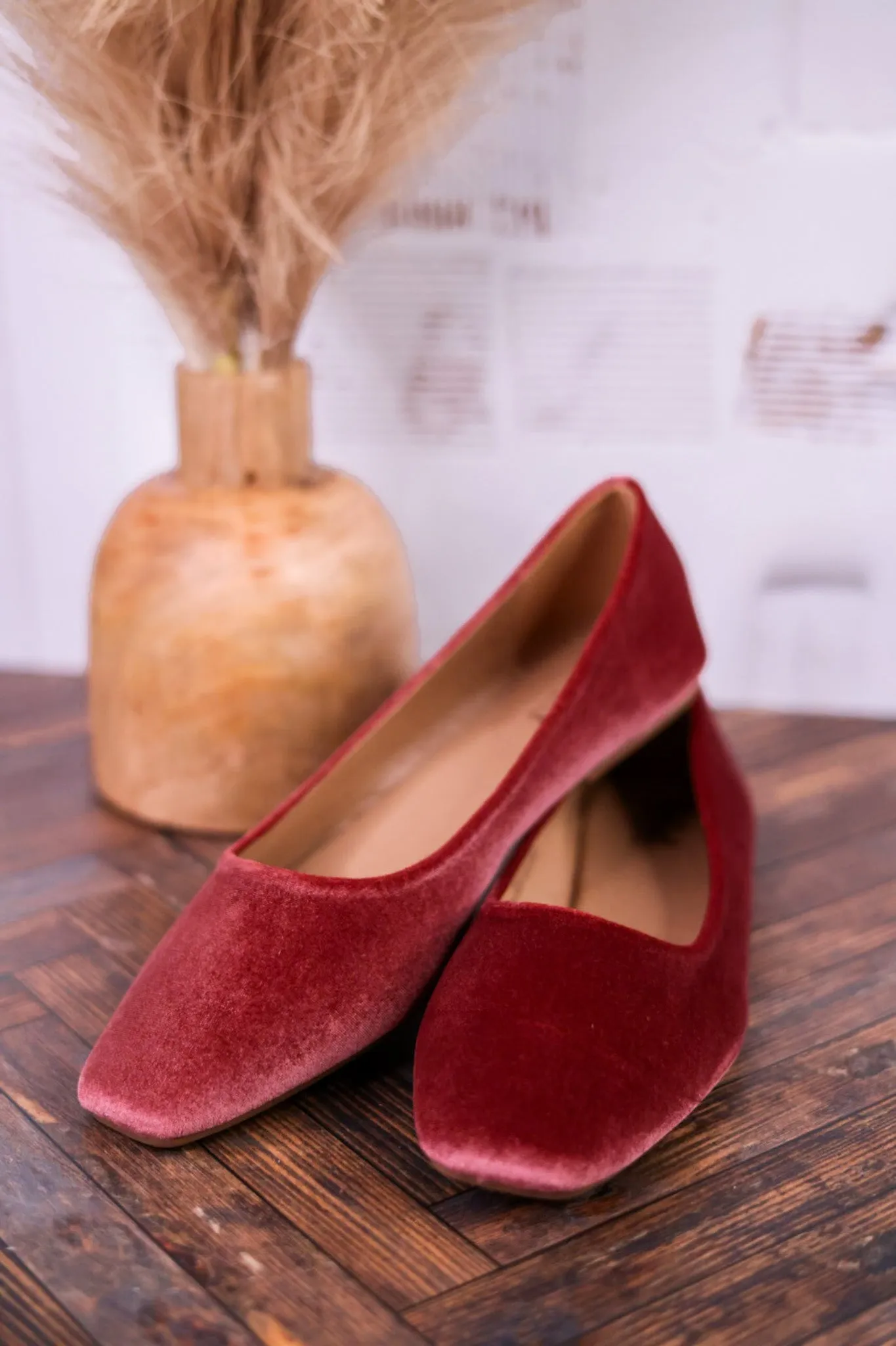 Over It Blush Pink Velvet Flats