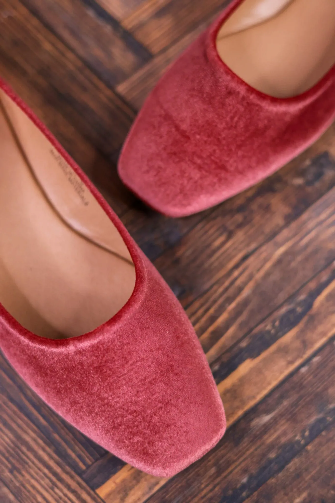 Over It Blush Pink Velvet Flats