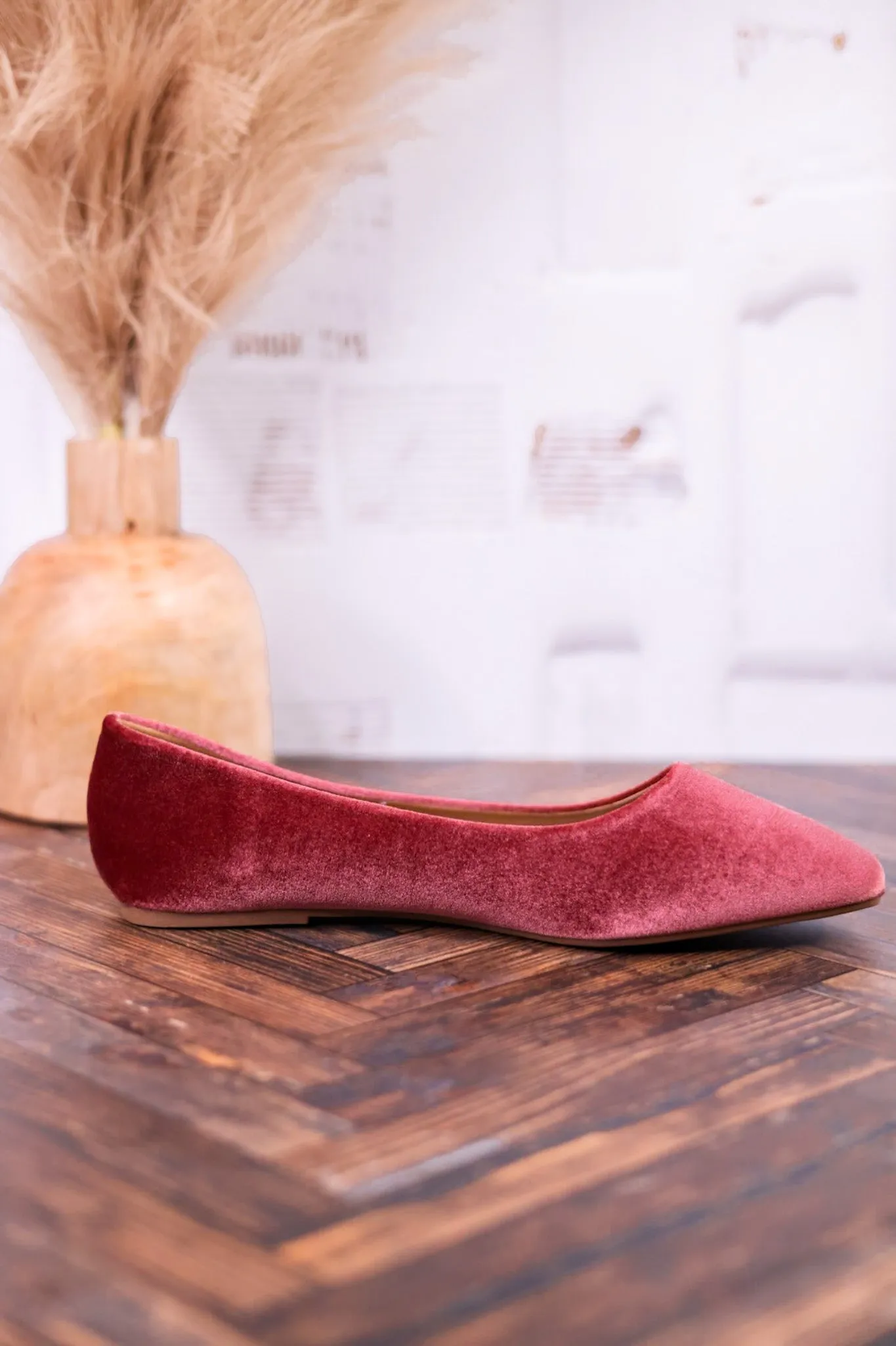 Over It Blush Pink Velvet Flats