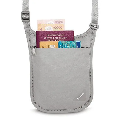 Pacsafe Coversafe V75 Anti-Theft Rfid Blocking Neck Pouch, Neutral Grey