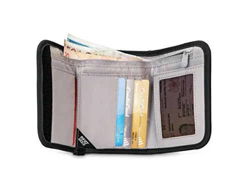 Pacsafe RFIDsafe V125 Anti-Theft RFID Blocking Tri-Fold Wallet, Black