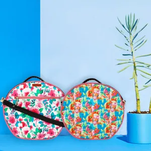 Pink Flower Double Side Print Box Sling Bag