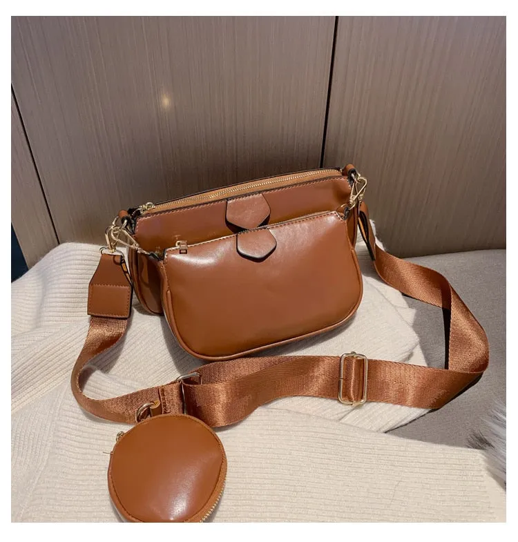 PU Leather Solid Color Shoulder Bag