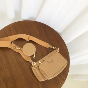 PU Leather Solid Color Shoulder Bag