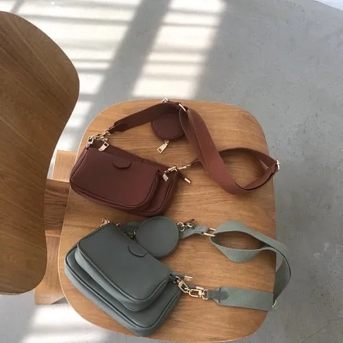PU Leather Solid Color Shoulder Bag