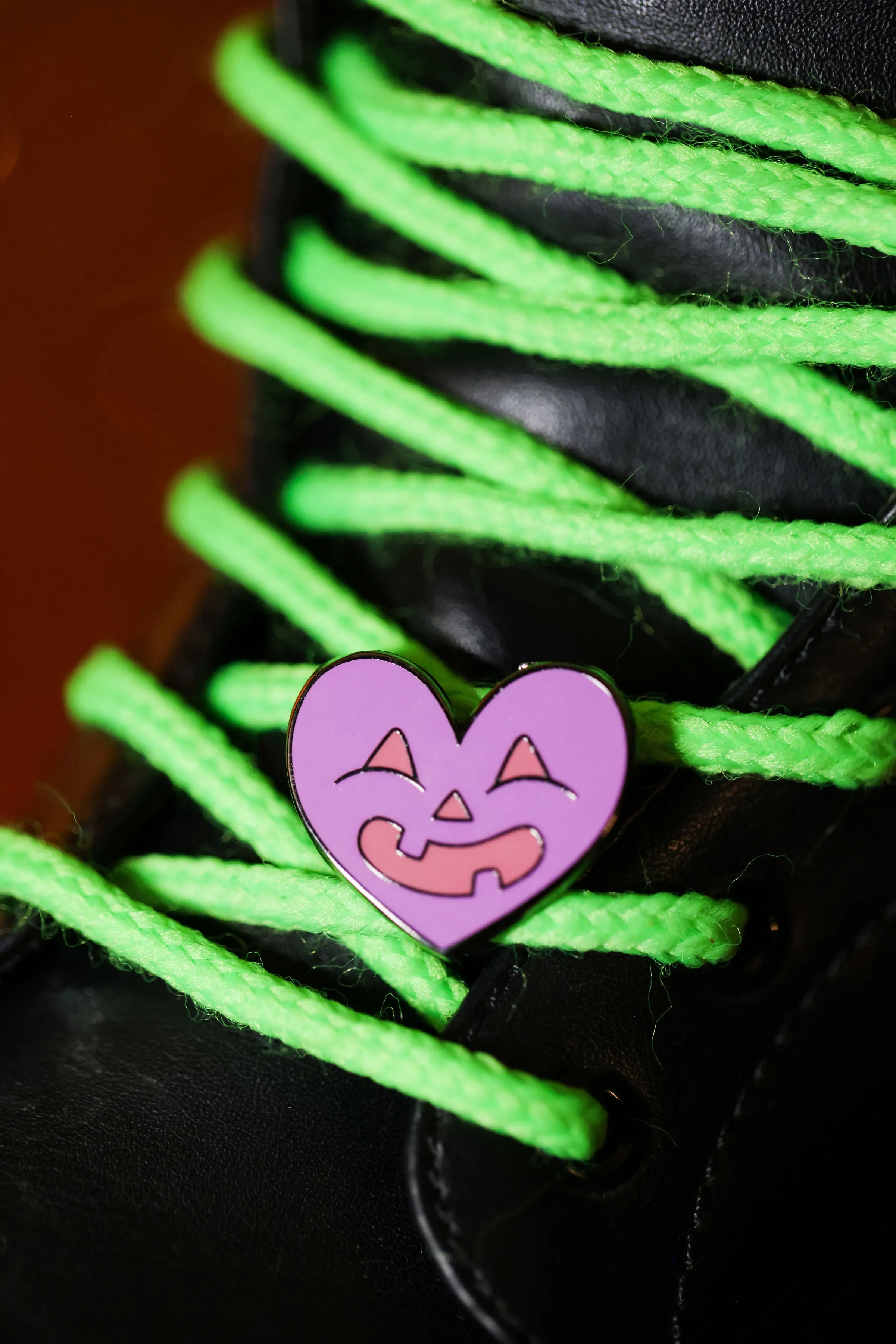 Purple Heart Jack-o'-lantern Lace Charm - Cute Halloween Collection