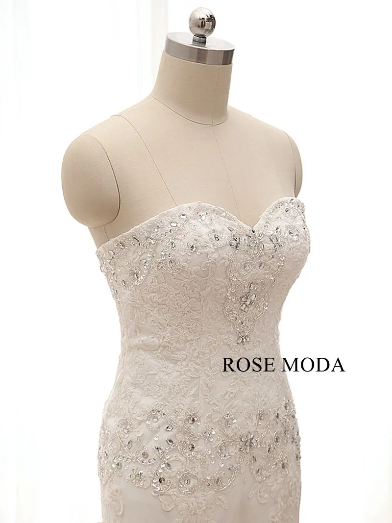 Rosemoda Luxury Chantilly Lace Mermaid Wedding Dress with Royal Train