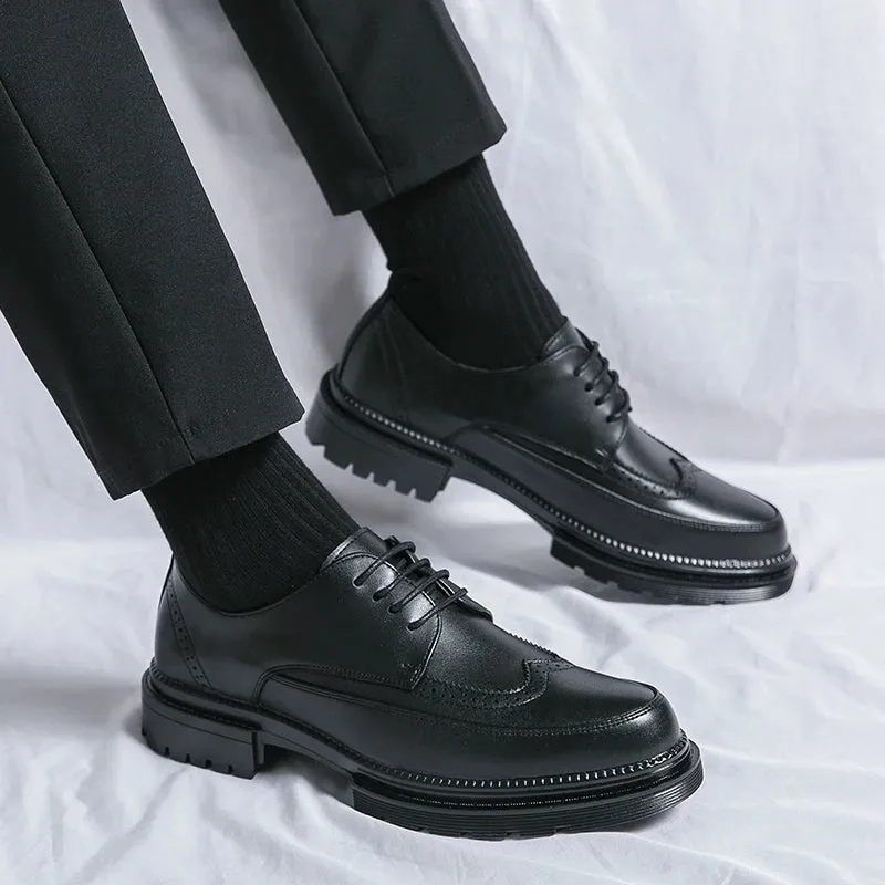 Sohiwoo Brogue Leather Shoes Luxury Busniess Shoes Men Formal Dress Oxfords Fashion Office Shoes Gentleman Dinner Shoes Schoenen Heren