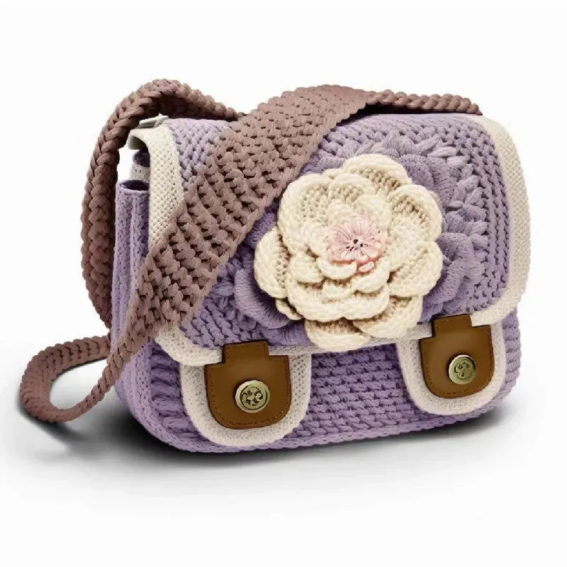 Sohiwoo Handmade crochet exquisite bell orchid handbag shoulder bag key bag mobile phone bag makeup bag