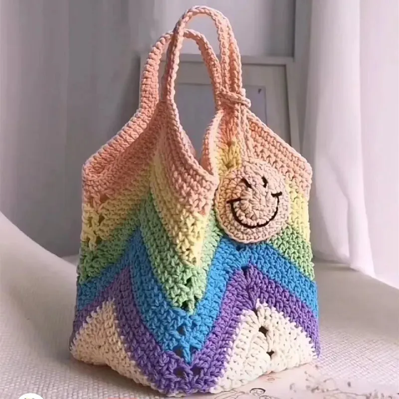 Sohiwoo Handmade crochet exquisite bell orchid handbag shoulder bag key bag mobile phone bag makeup bag