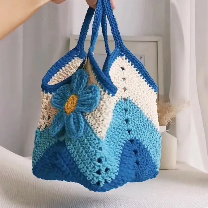 Sohiwoo Handmade crochet exquisite bell orchid handbag shoulder bag key bag mobile phone bag makeup bag