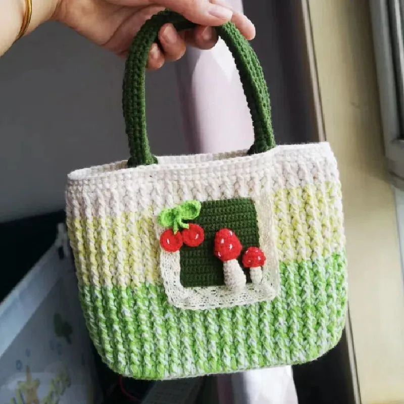 Sohiwoo Handmade crochet exquisite bell orchid handbag shoulder bag key bag mobile phone bag makeup bag