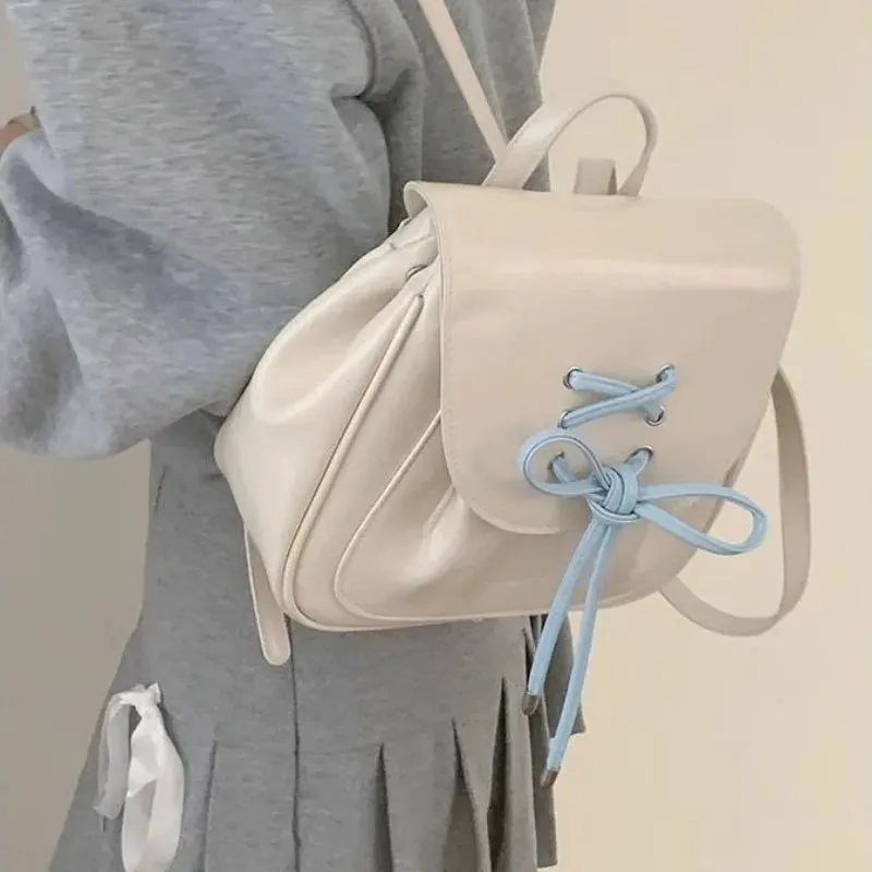 Sohiwoo Pink Backpacks for Women Korean Style 2024 New Fashion Small Leather Backpack Sweet Cute Casual Luxury Designer Female Bag