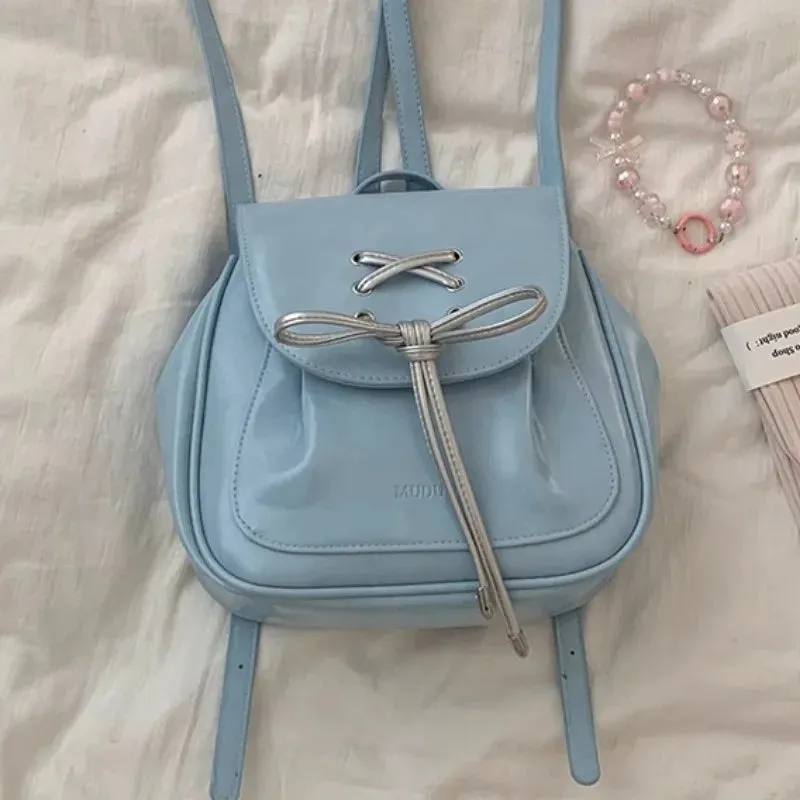 Sohiwoo Pink Backpacks for Women Korean Style 2024 New Fashion Small Leather Backpack Sweet Cute Casual Luxury Designer Female Bag