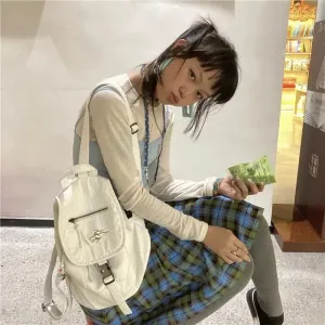 Sohiwoo White Y2k Womens Backpack Vintage Pu Leather Casual Large Capacity Aesthetic Backpacks Fashion Female Luxury Designer Bags