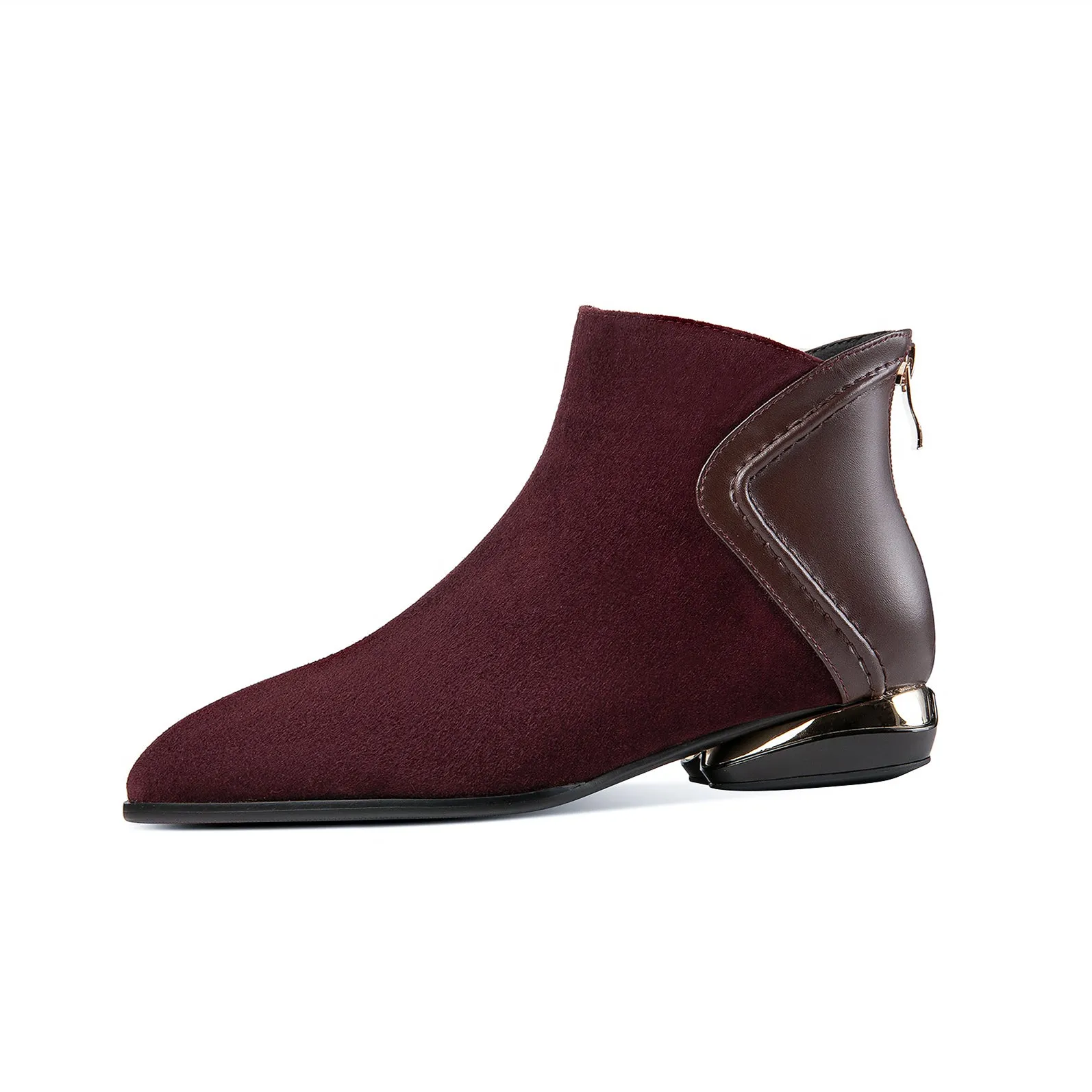 TinaCus Women's Genuine Leather Suede Handmade Back Zip Flat Ankle Boots