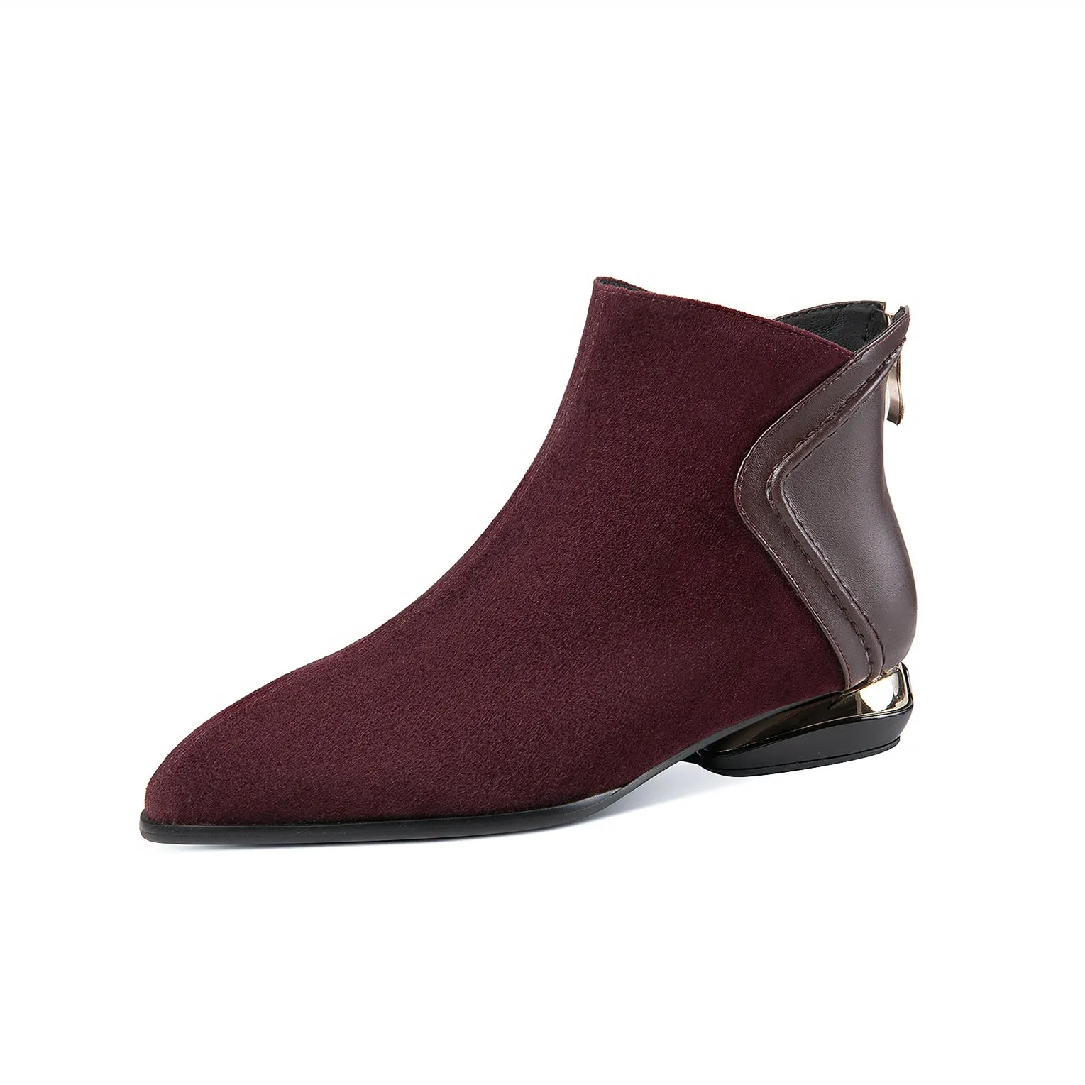 TinaCus Women's Genuine Leather Suede Handmade Back Zip Flat Ankle Boots