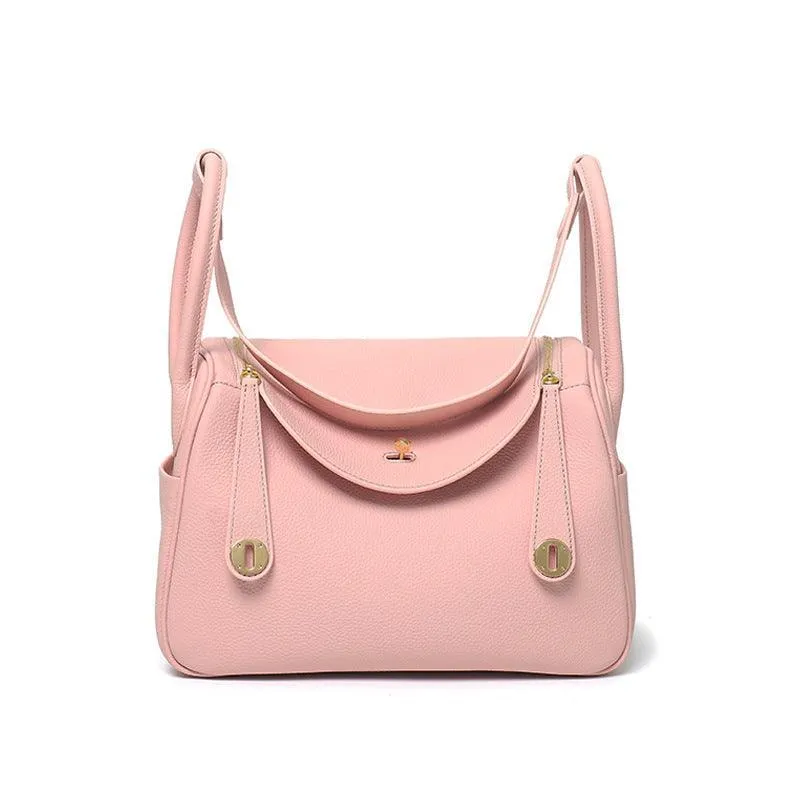 Togo Cowhide Leather Bag Women Shoulder Bag Gold Tone and Silver Tone, Leather Handbag, Top Handle Purse, Luxury Bag, Designer Bag, Fashion Lady Bag, Gift
