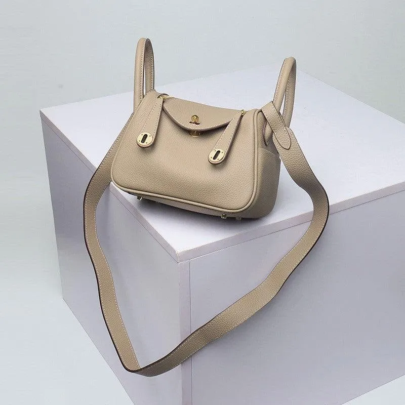 Togo Cowhide Leather Bag Women Shoulder Bag Gold Tone and Silver Tone, Leather Handbag, Top Handle Purse, Luxury Bag, Designer Bag, Fashion Lady Bag, Gift