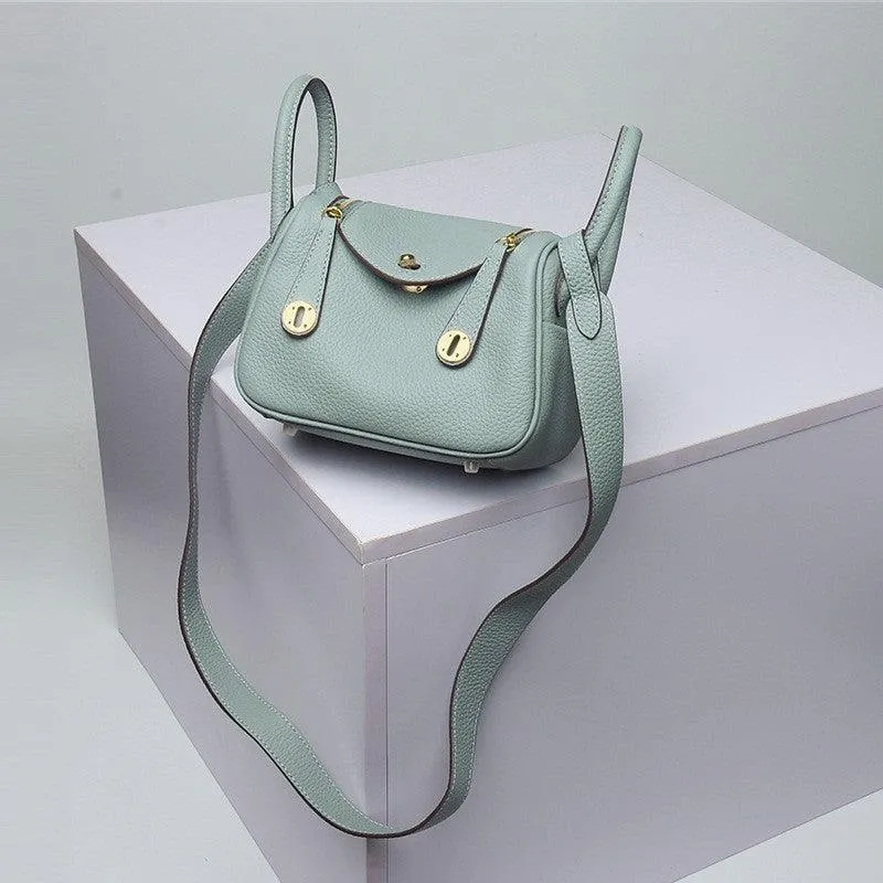 Togo Cowhide Leather Bag Women Shoulder Bag Gold Tone and Silver Tone, Leather Handbag, Top Handle Purse, Luxury Bag, Designer Bag, Fashion Lady Bag, Gift