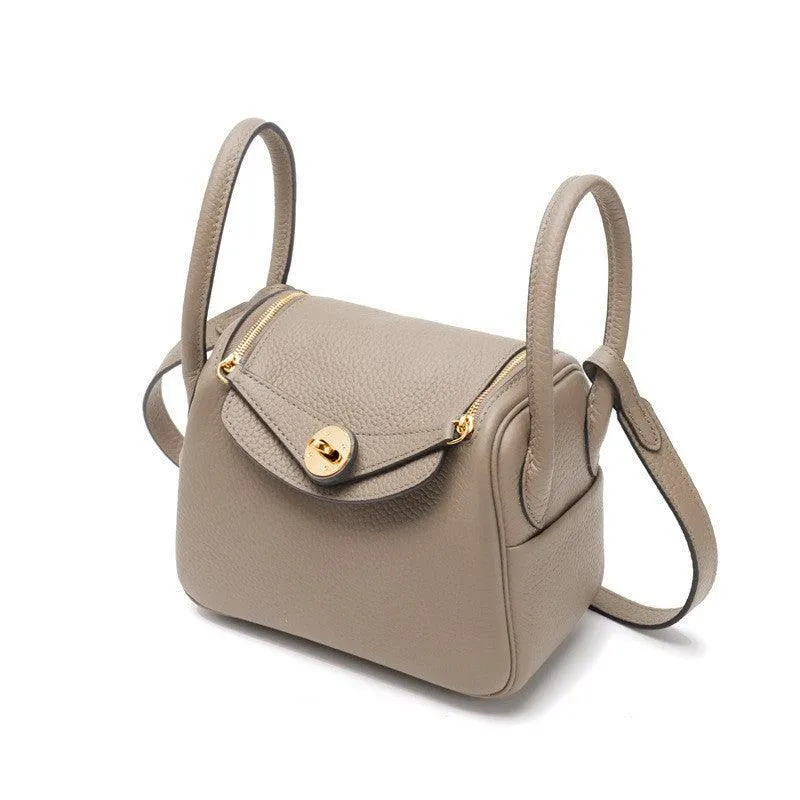 Togo Cowhide Leather Bag Women Shoulder Bag Gold Tone and Silver Tone, Leather Handbag, Top Handle Purse, Luxury Bag, Designer Bag, Fashion Lady Bag, Gift