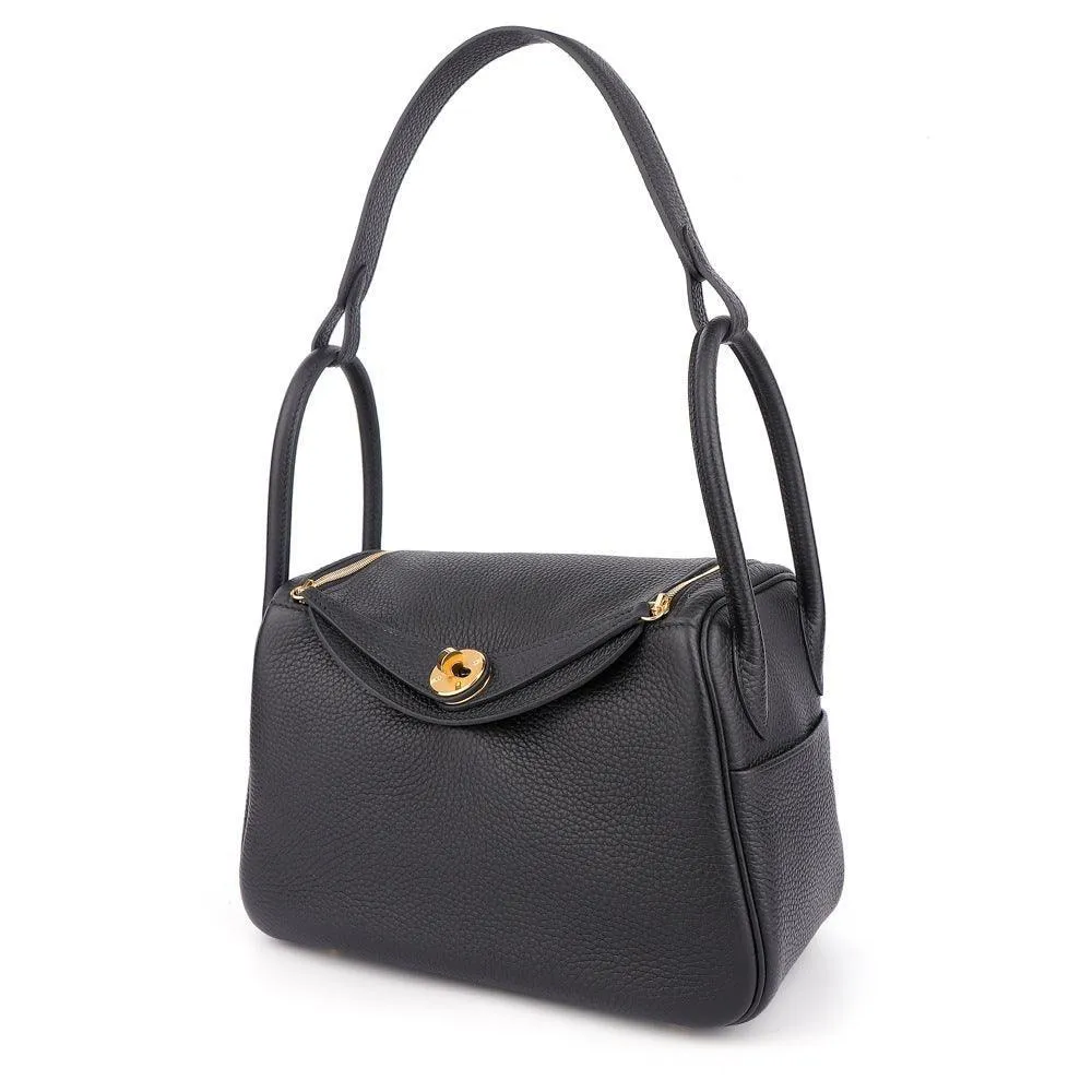 Togo Cowhide Leather Bag Women Shoulder Bag Gold Tone and Silver Tone, Leather Handbag, Top Handle Purse, Luxury Bag, Designer Bag, Fashion Lady Bag, Gift