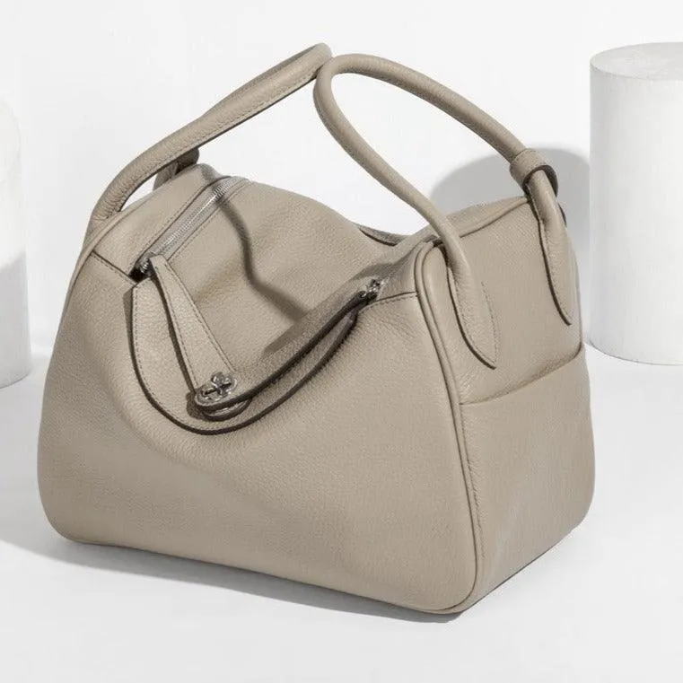 Togo Cowhide Leather Bag Women Shoulder Bag Gold Tone and Silver Tone, Leather Handbag, Top Handle Purse, Luxury Bag, Designer Bag, Fashion Lady Bag, Gift