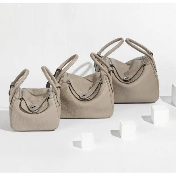 Togo Cowhide Leather Bag Women Shoulder Bag Gold Tone and Silver Tone, Leather Handbag, Top Handle Purse, Luxury Bag, Designer Bag, Fashion Lady Bag, Gift